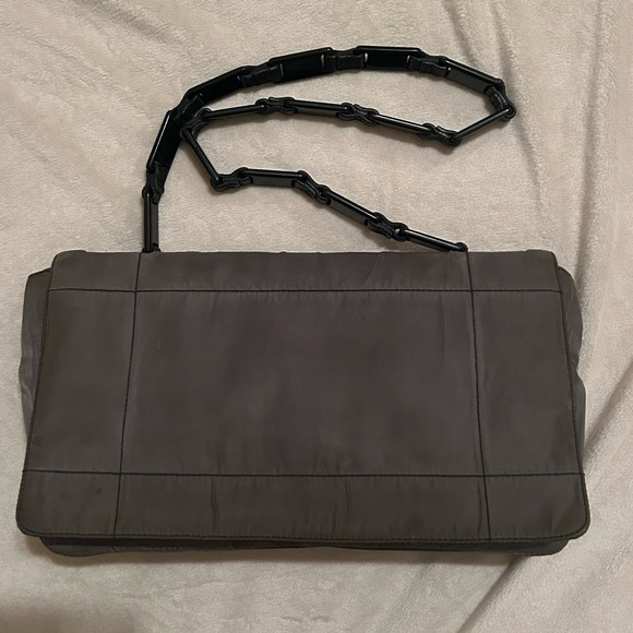 Prada Gray Nylon Black Link Strap Shoulder Bag - Picture 15 of 15